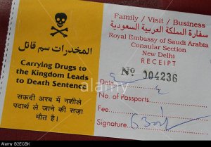 saudi-arabian-visa-with-warning-of-the-death-penalty-for-drug-trafficking-B2ECBK.jpg