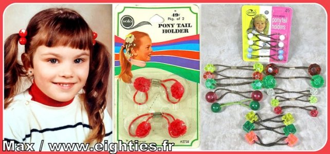 Annees 70 Attaches couettes annees 80 coiffure vintage 80s boules.jpg
