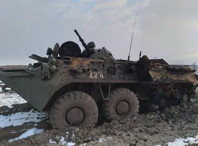 A destroyed Russian Army convoy all vehicles were hit and burned after By Ukrainian Army antit...jpg
