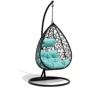Fauteuil suspendu Chill noir et bleu lagon.jpeg